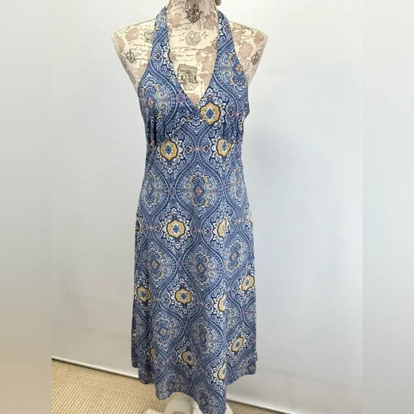 TOMMY HILFIGER  Blue and Yellow paisley Backless Dress size 4 - Picture 10 of 14